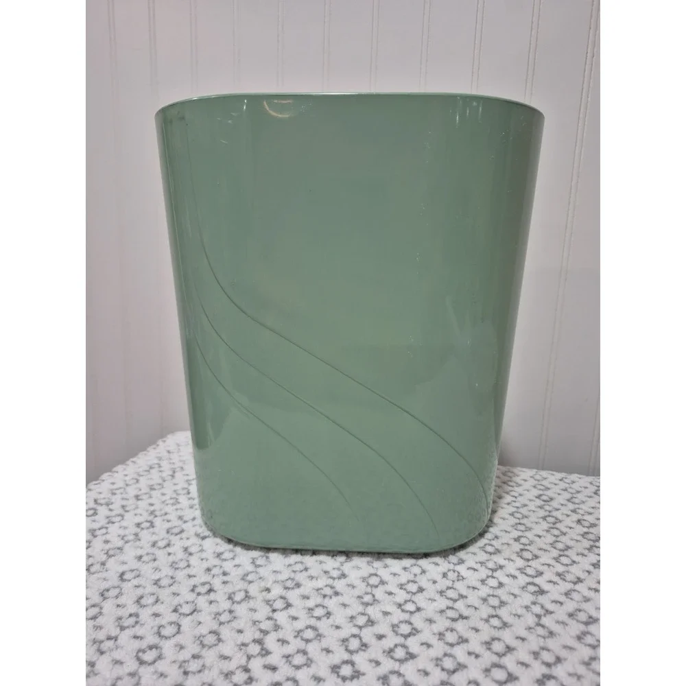 Rubbermaid 7612 Wastebasket Vintage Sage Green Oval Trash Can Retro MCM Style
